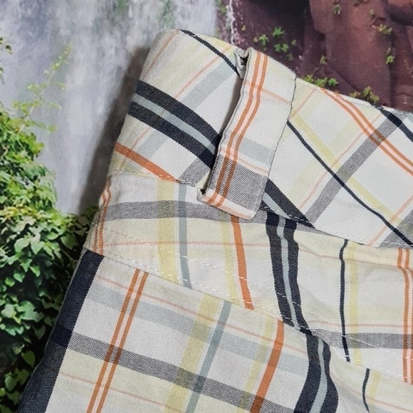 Lija Plaid Golf Shorts Cream Blue Orange Size 6 - Picture 3 of 6